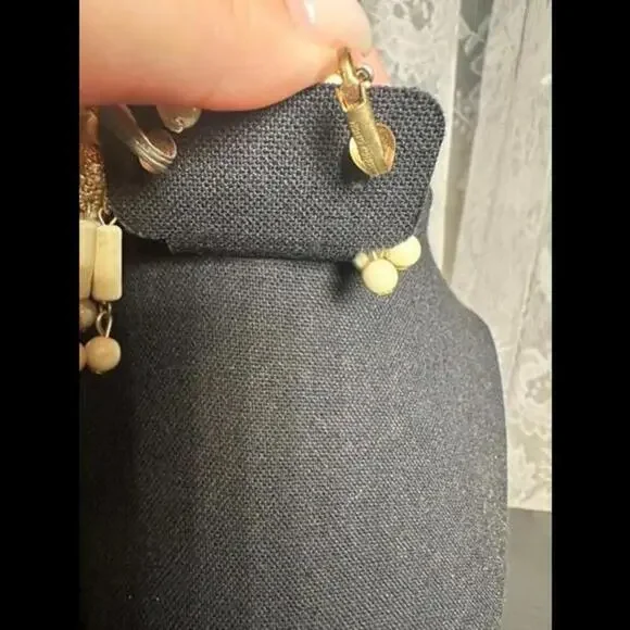 Vintage Ivory Beaded Dangle Clip-On Earrings - Picture 2 of 2